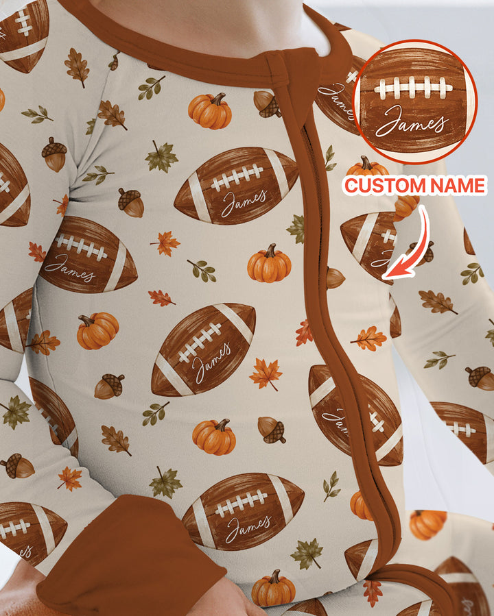 Custom Name Football Season Happy Fall Bamboo Convertible Zippy