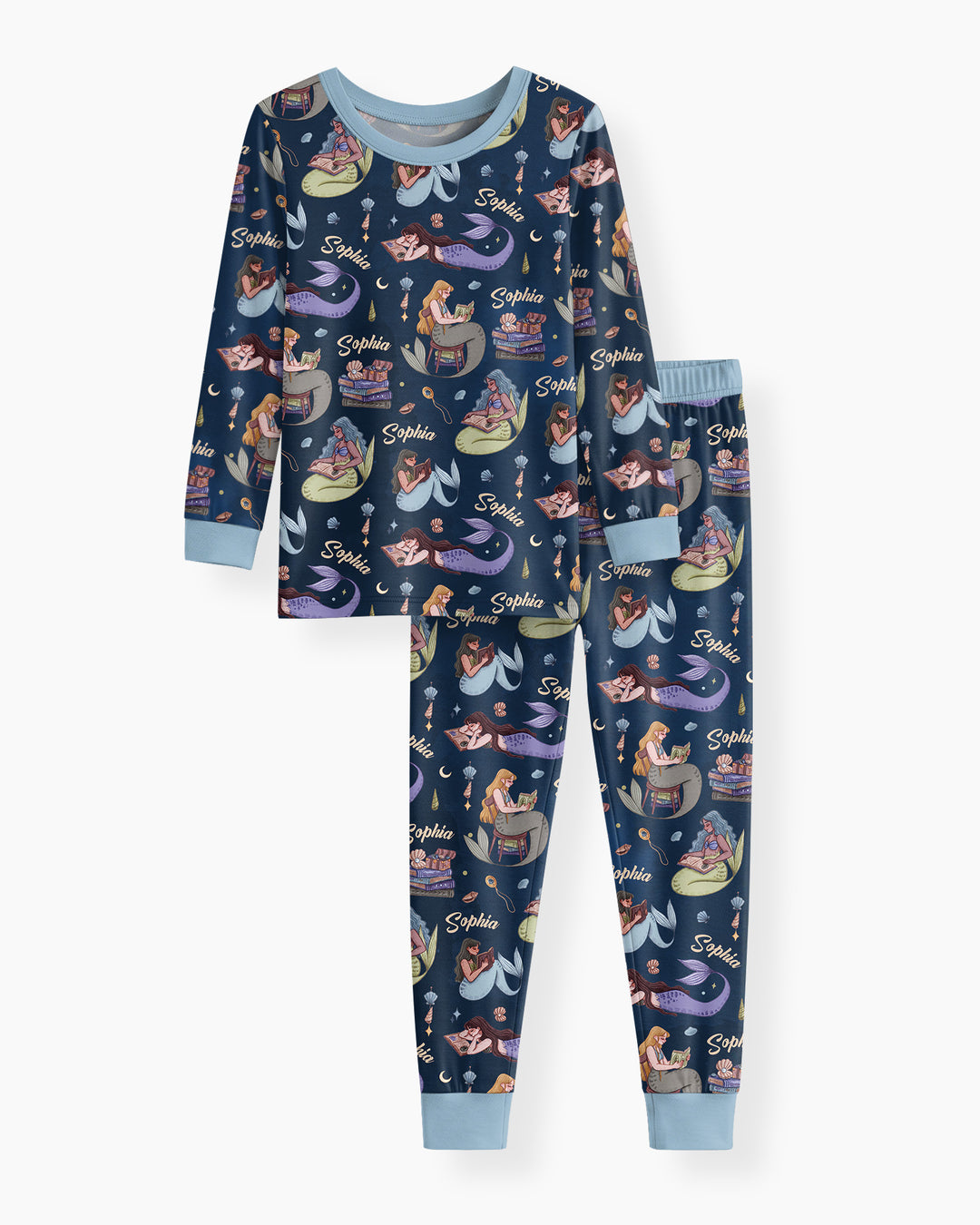 Mermaid Reads Bamboo Two Piece Long Sleeve Pajama Set