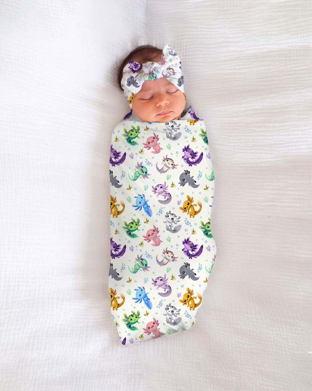 I Love You Axolotl swaddle blanket