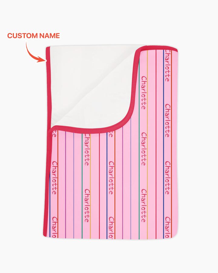 Custom Name Crayon Lines Bamboo Blanket