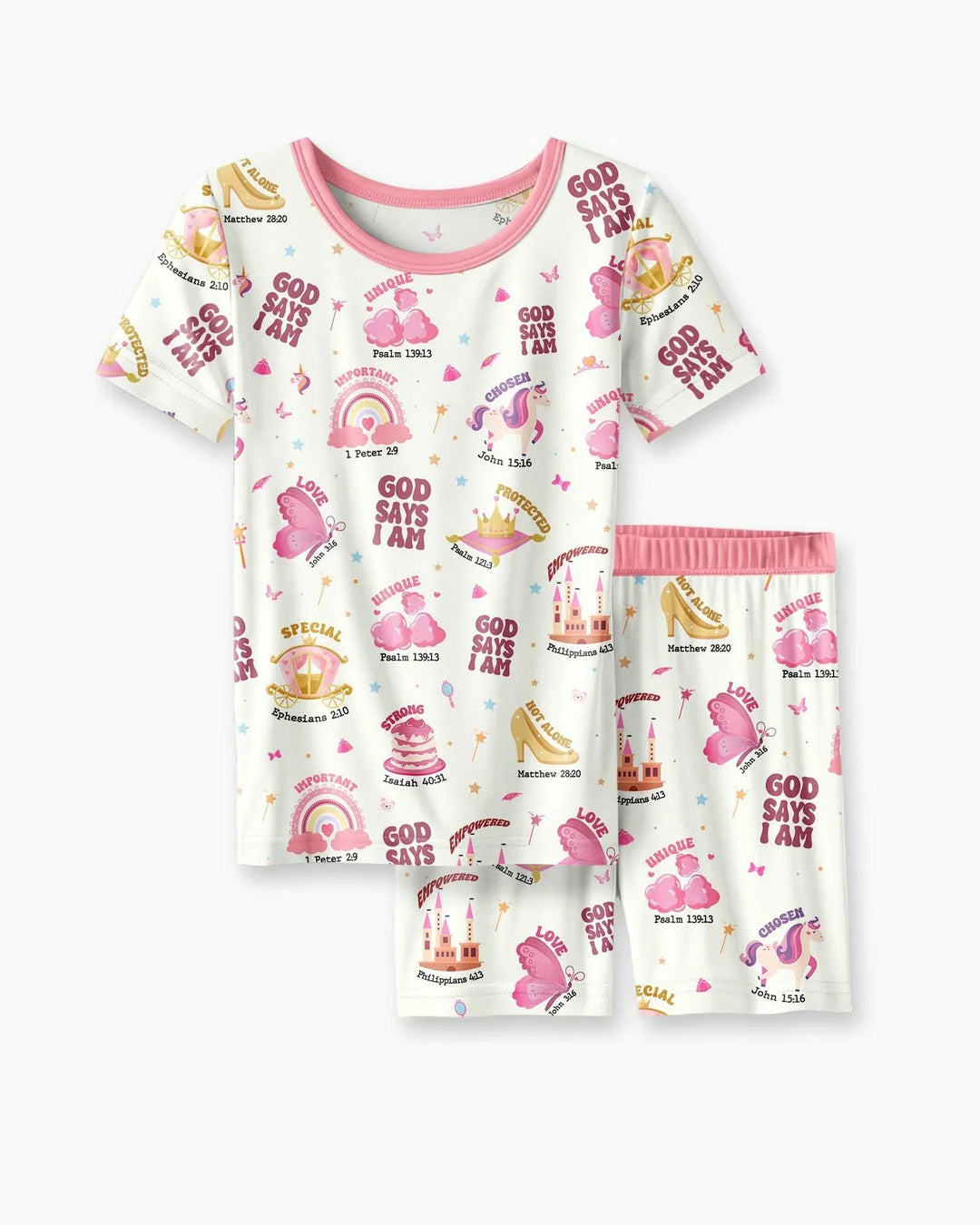 God Says I Am Girl Bamboo Two Piece Short Sleeve Shorts Pyjamas Set