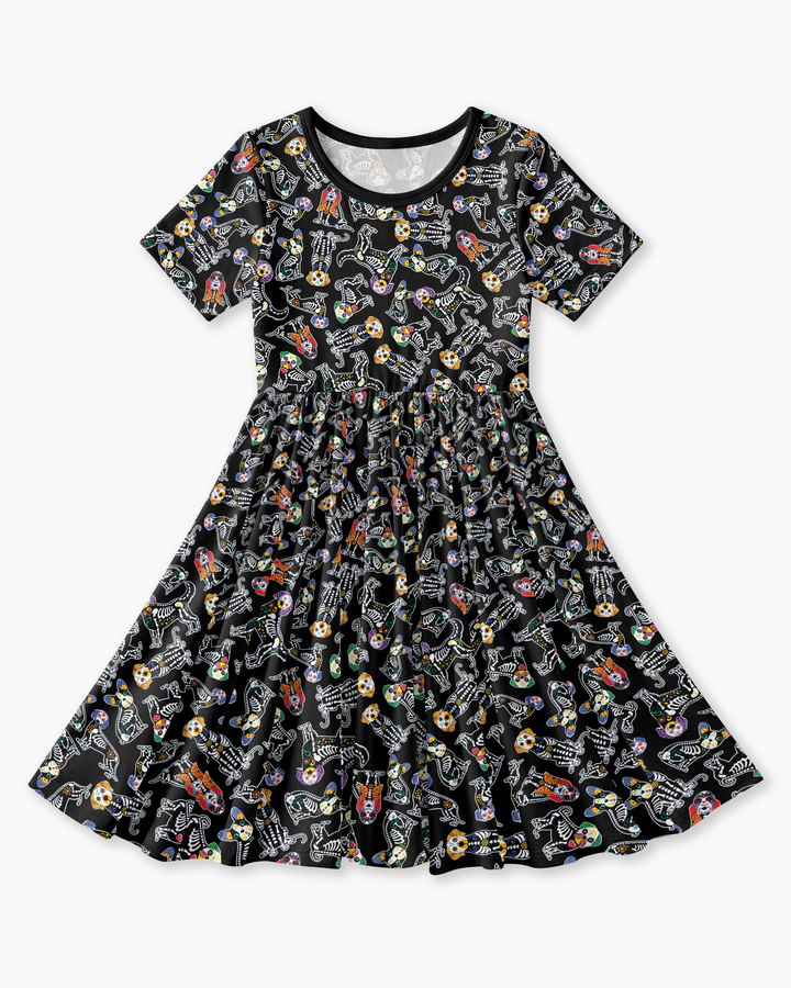 Dia De Los Muertos Doggie Bamboo Twirl Dress