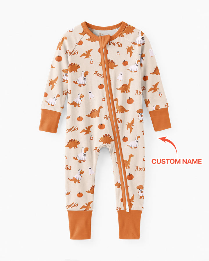 Custom Name Spooky Dinosaur Halloween - Personalized Bamboo Convertible Zippy