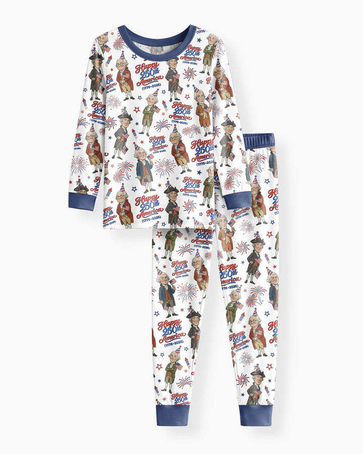 Party Like It's 1776 Family Matching Bamboo Two Piece Long Sleeve Pajama Set
