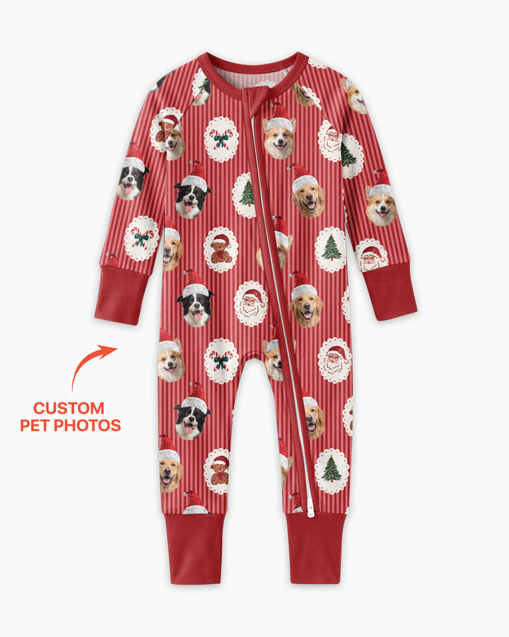 Custom Pet Face Christmas Cameo Bamboo Convertible Zippy