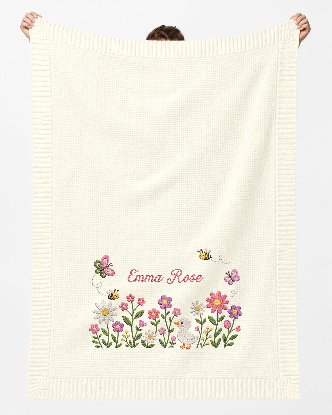 Lovely Floral Embroidered Baby Cotton Blanket