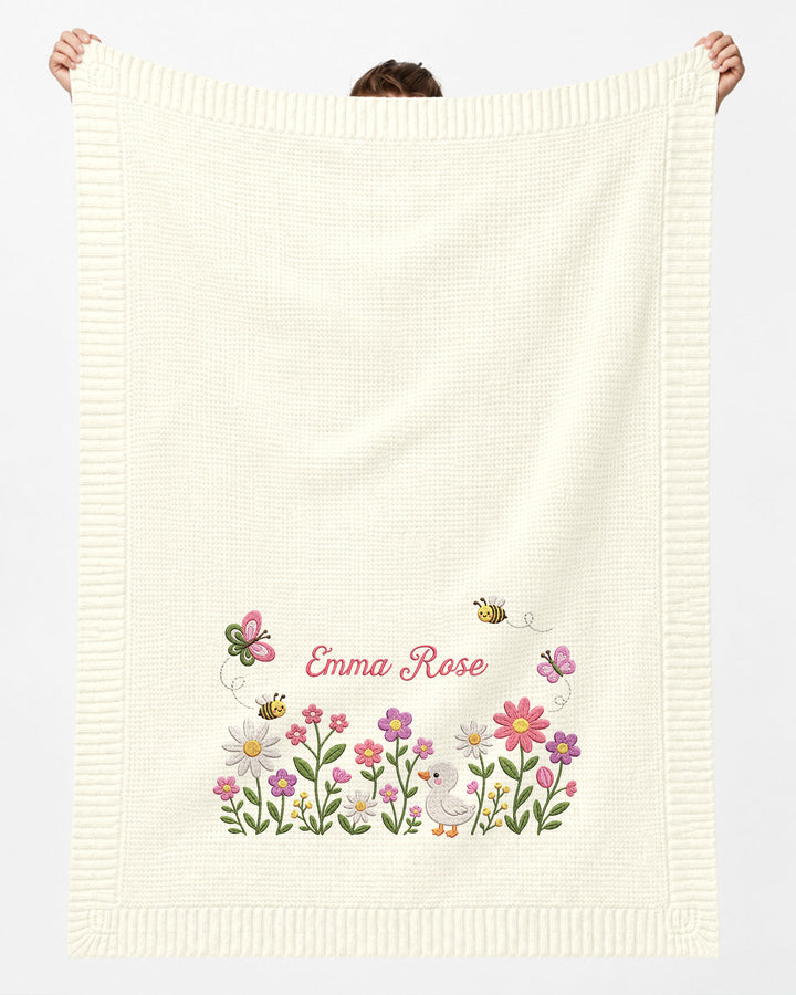 Lovely Floral Embroidered Baby Cotton Blanket