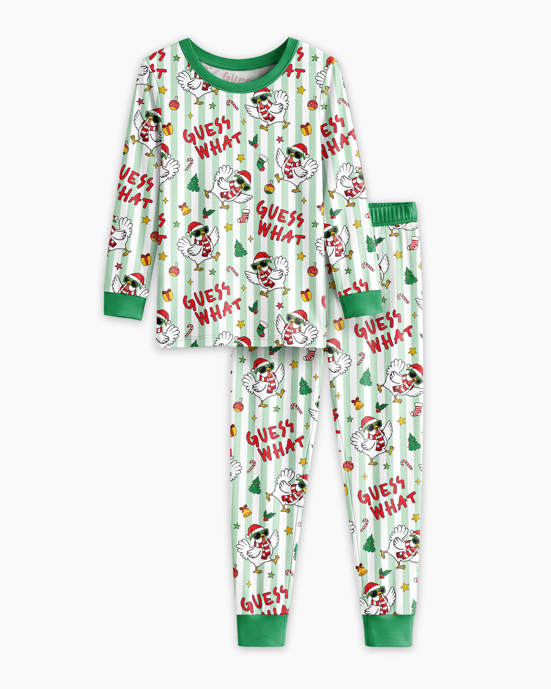 Guess What Chicken Butt Christmas Bamboo Two Piece Long Sleeve Pajama Set