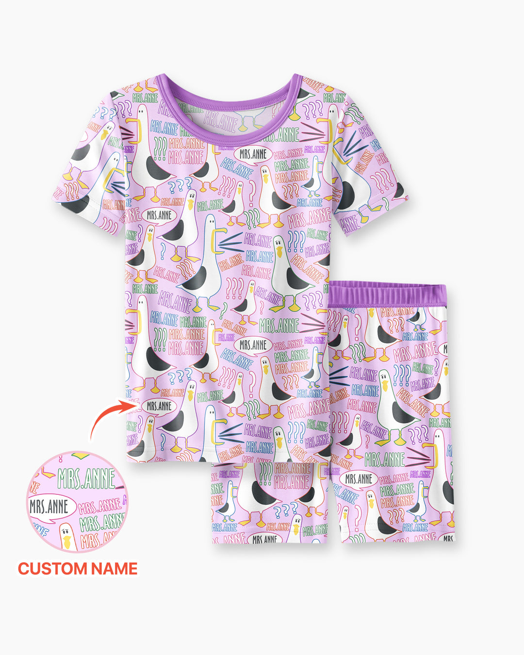 Teacher Teacher Teacher Funny Seagull Bamboo Two Piece Short Sleeve Shorts Pajama Set
