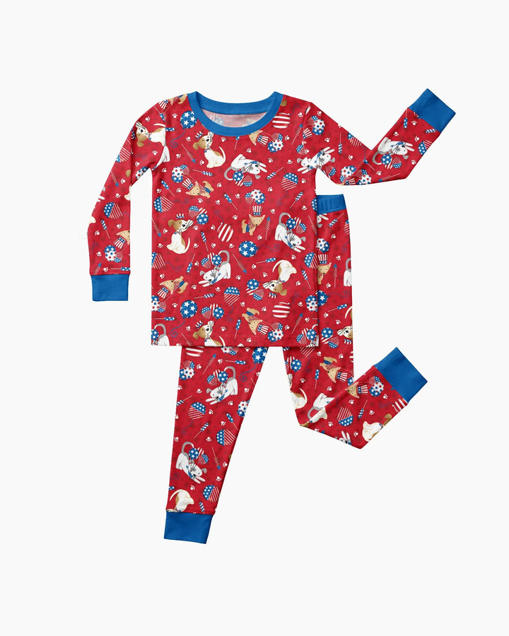 Red, White & Woof Family Matching Bamboo Two Piece Long Sleeve Pajama Set