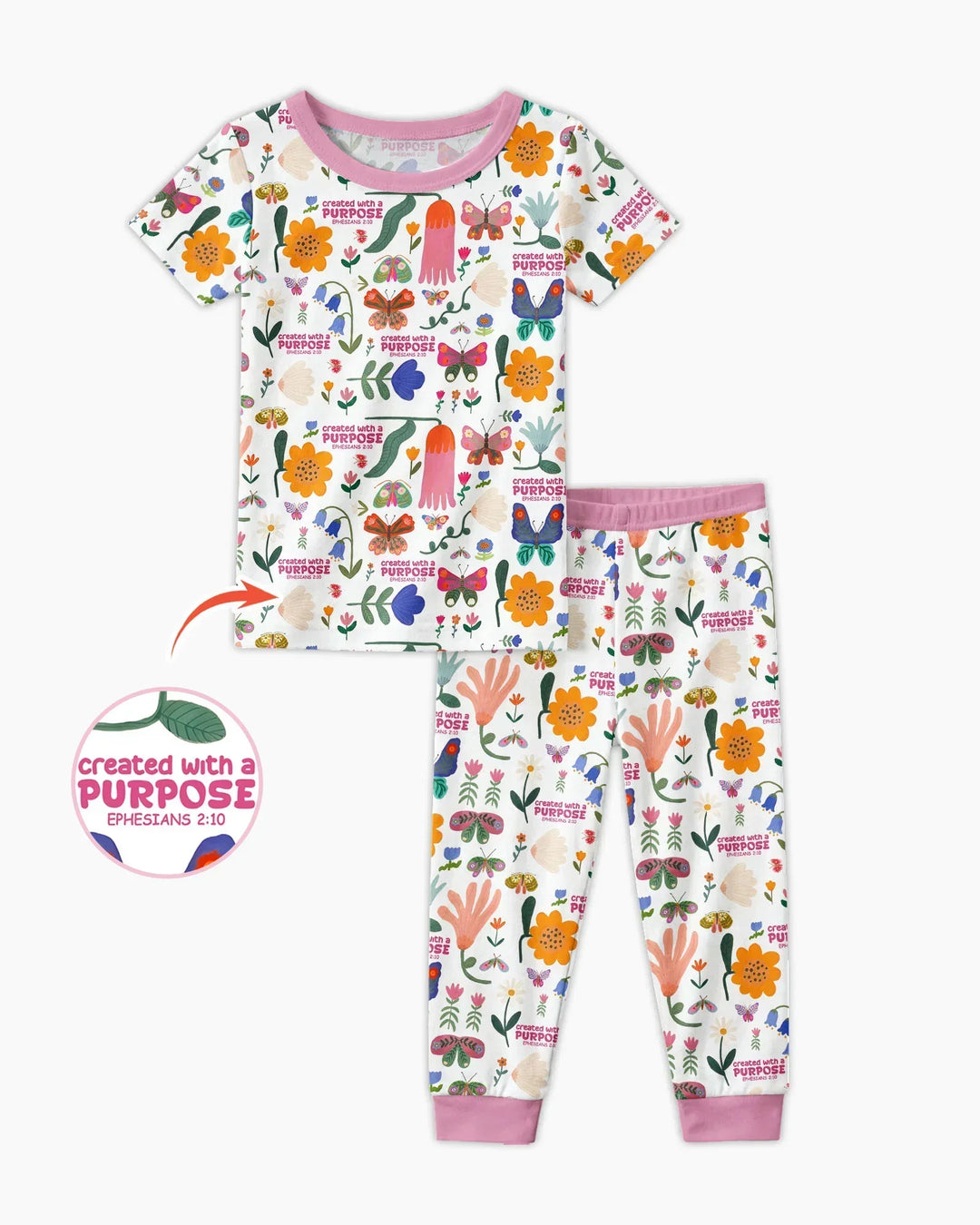 Created With A Purpose Bamboo Two Piece Short Sleeve Shorts Pajama Set