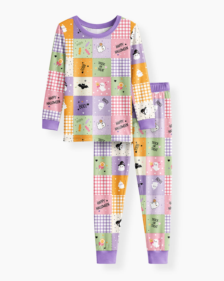 Cute Halloween Patchwork Bamboo Two Piece Long Sleeve Pajama Set