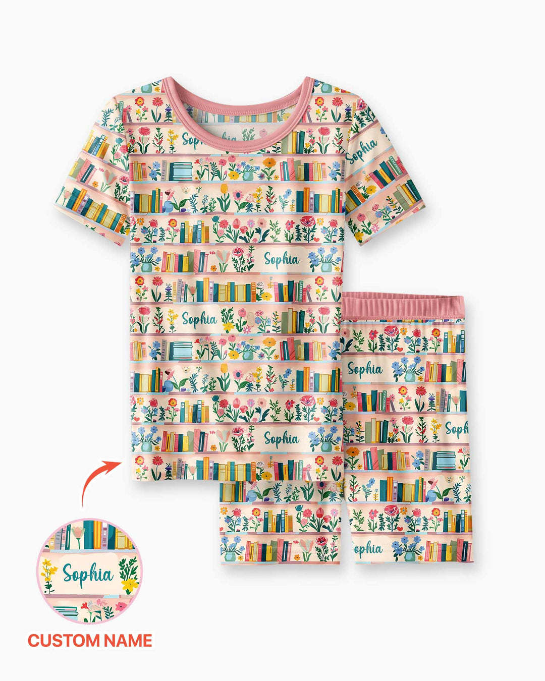 Personalized Book Lover Bamboo Two Piece Short Sleeve Shorts Pajama Set