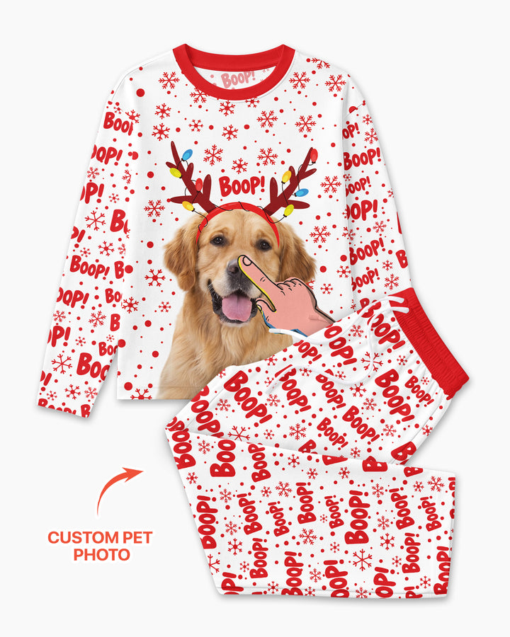Custom Pet Photo Funny Christmas Boop Bamboo Men's Pajama Set