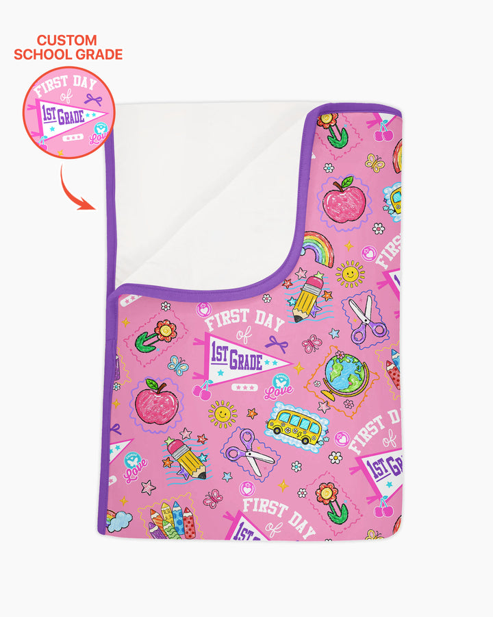 Custom Grade Girls School First Day Bamboo Blanket