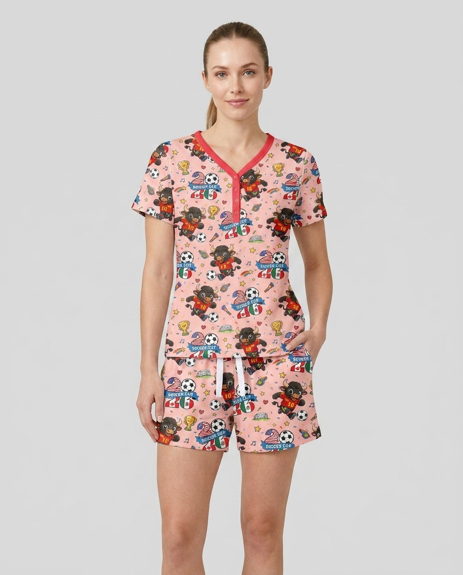 We Are The Champions Soccer Cup 2026 Bamboo Women Short Sleeve Short Pajama Set