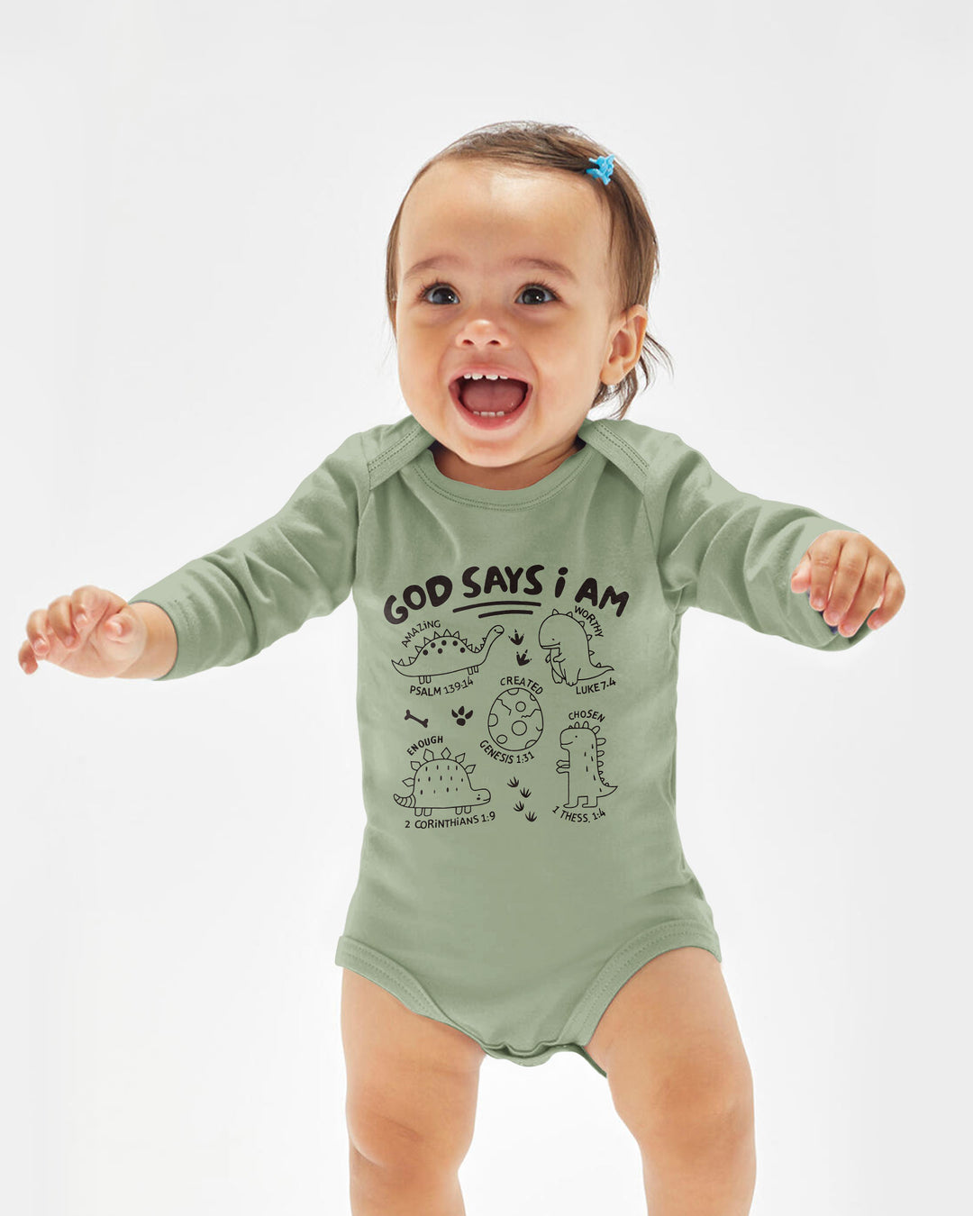 God say i am Dinosaur Bamboo Bodysuit