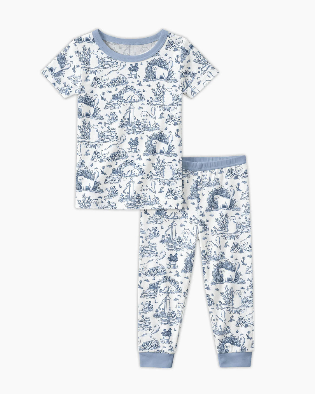 Toile Cats Bamboo Two Piece Short Sleeve Pajama Set