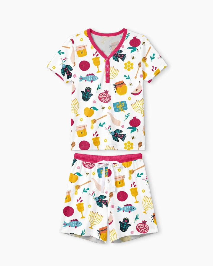 Shanah Tovah Party Bamboo Women Short Sleeve Short Pajama Set