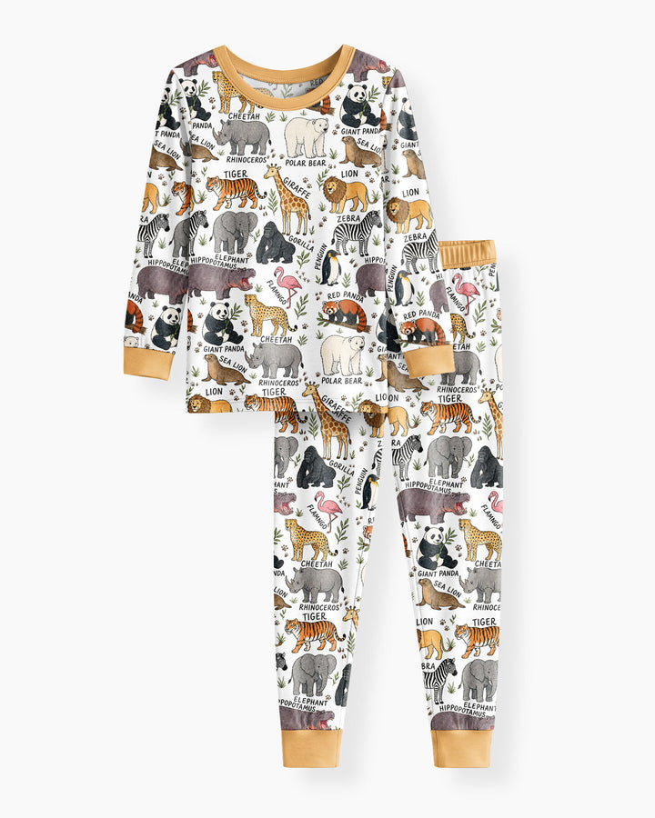 Zoo Animal Bamboo Two Piece Long Sleeve Pajama Set