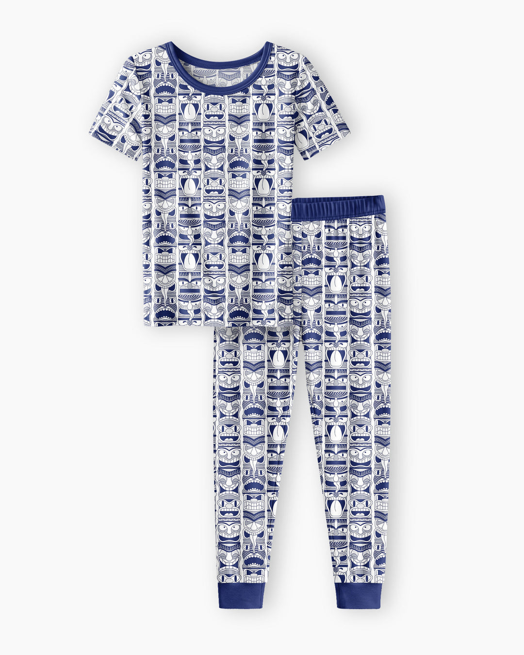 Friendly Totem Pole Figures Bamboo Two Piece Short Sleeve Pajama Set