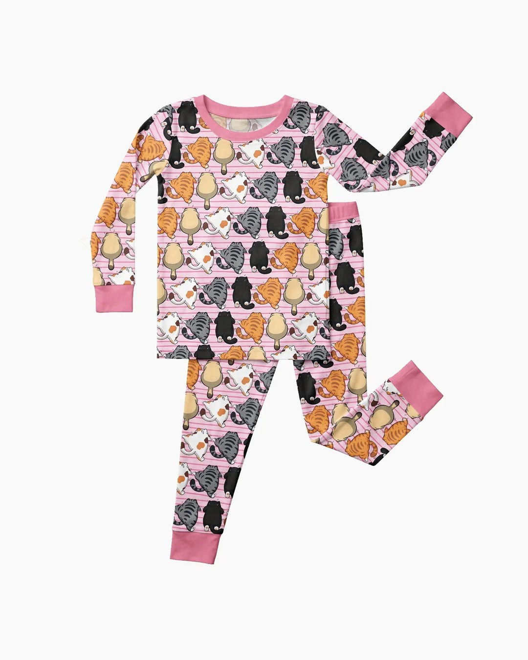 Funny Cat Butts Club Family Matching Bamboo Two Piece Long Sleeve Pajama Set