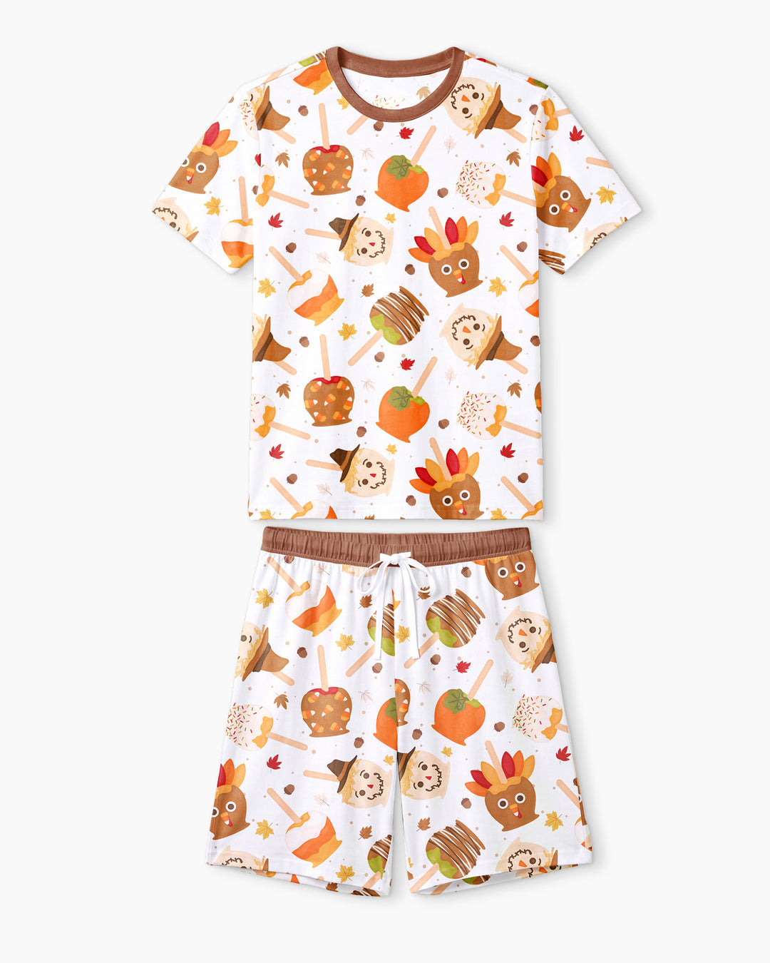 Fall Caramel Apple Family Matching Bamboo Men Short Sleeve Short Pajama Set