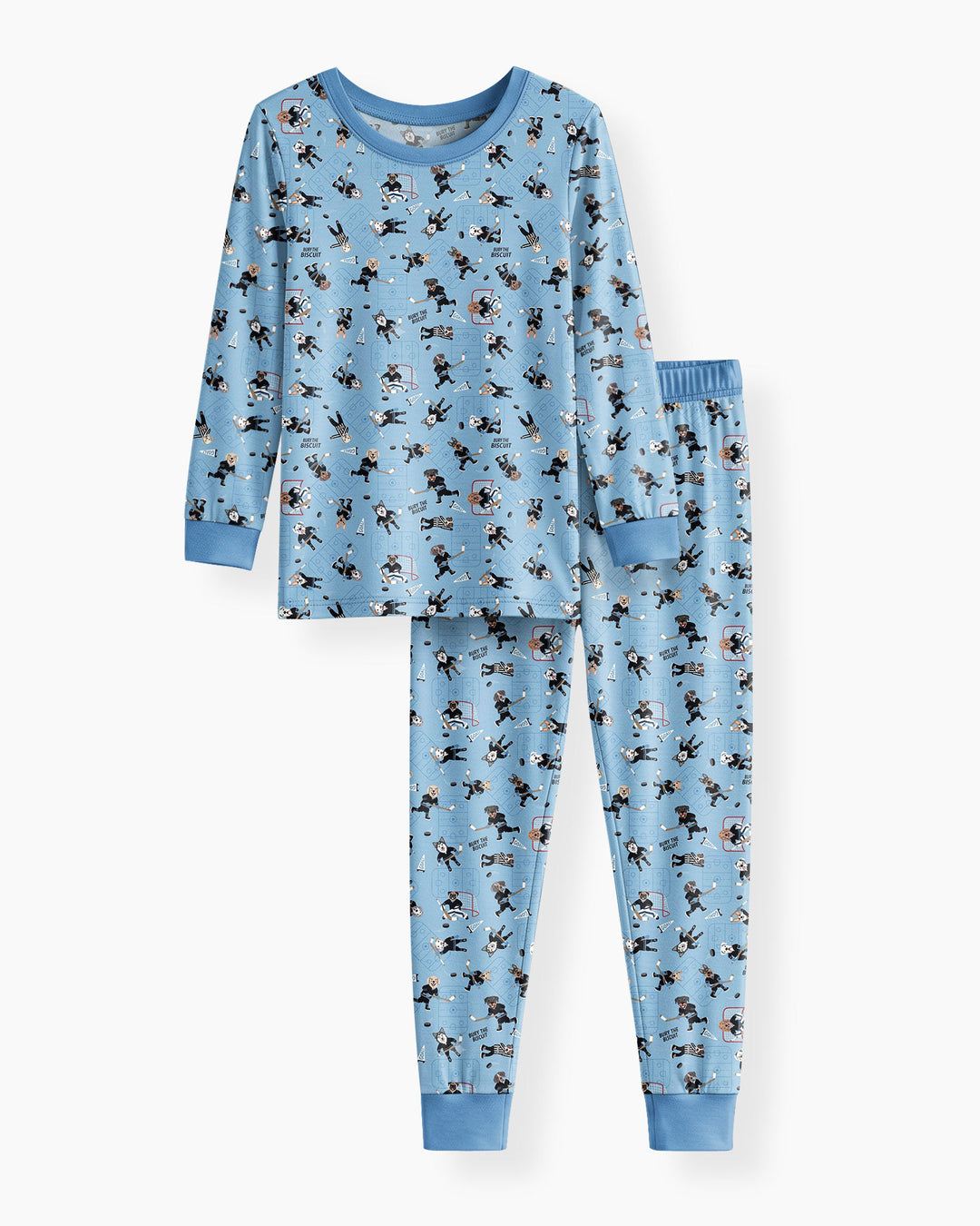Hockey Dogs - Blue and Black Bamboo Two Piece Long Sleeve Pajama Set