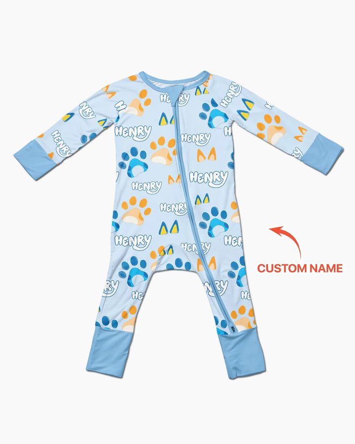 Custom Name Favourite Blue Dog Family Matching Bamboo Convertible Zippy