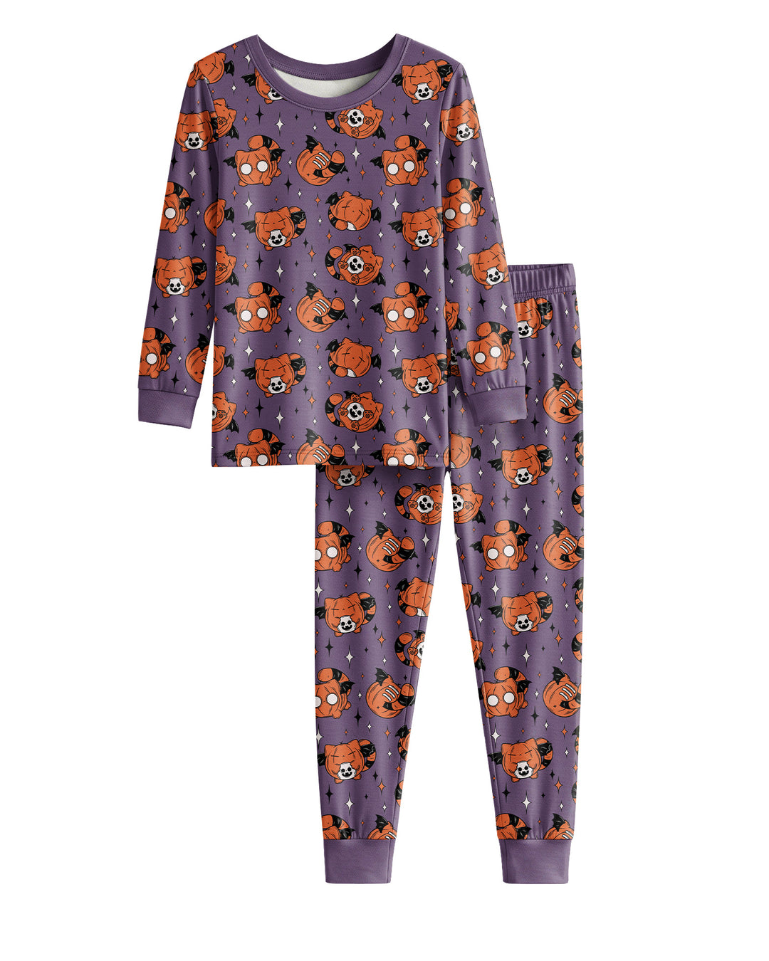 Batty Pumpkin Cats Bamboo Two Piece Long Sleeve Pajama Set