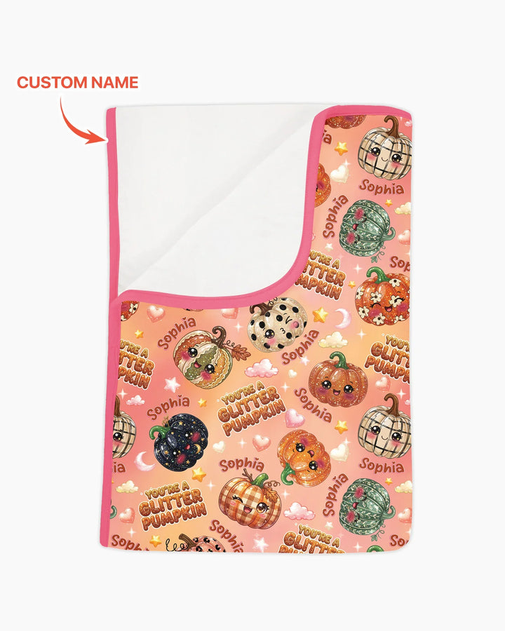 Custom Name You're A Glitter Pumpkin Bamboo Blanket