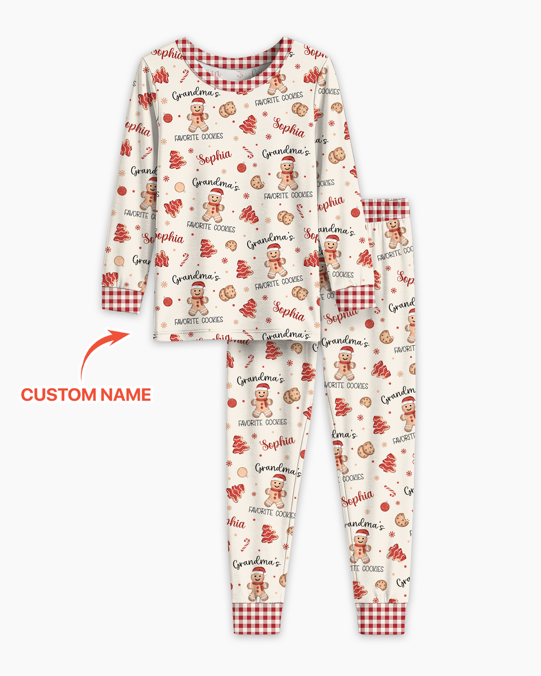 Custom Name Grandma’s Favorite Cookies Bamboo Two Piece Long Sleeve Pajama Set