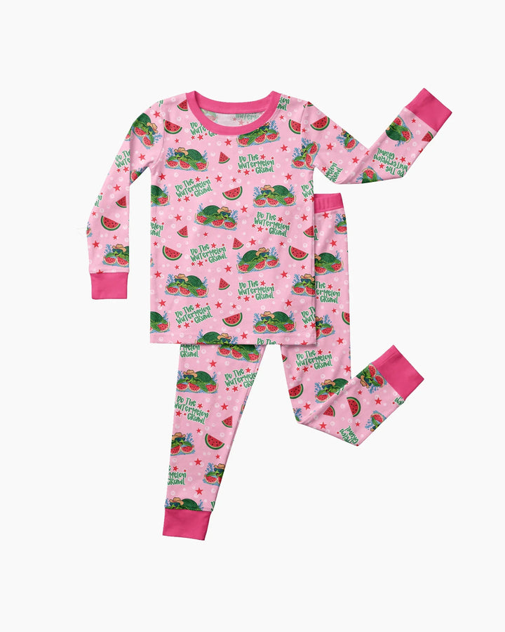 Watermelon Turtle Family Matching Bamboo Two Piece Long Sleeve Pajama Set