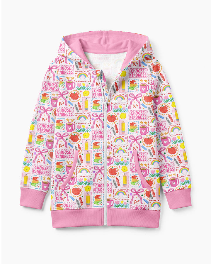 Kindness School Girl Bamboo Zip Hoodie