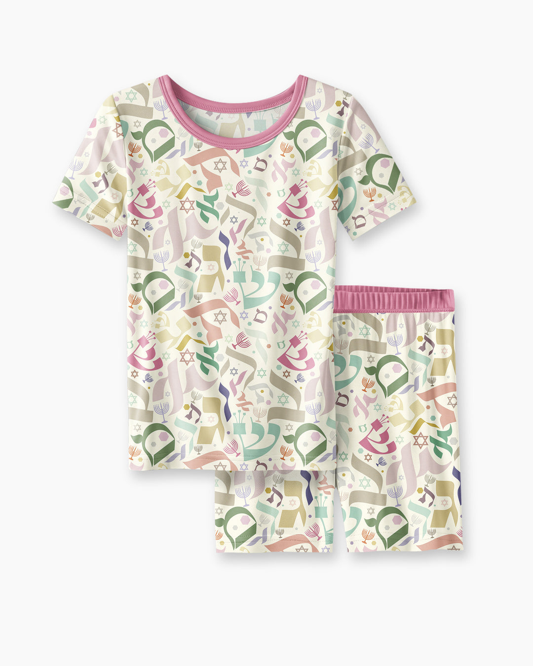 Hebrew Harmony Family Matching Bamboo Two Piece Short Sleeve Shorts Pajama Set