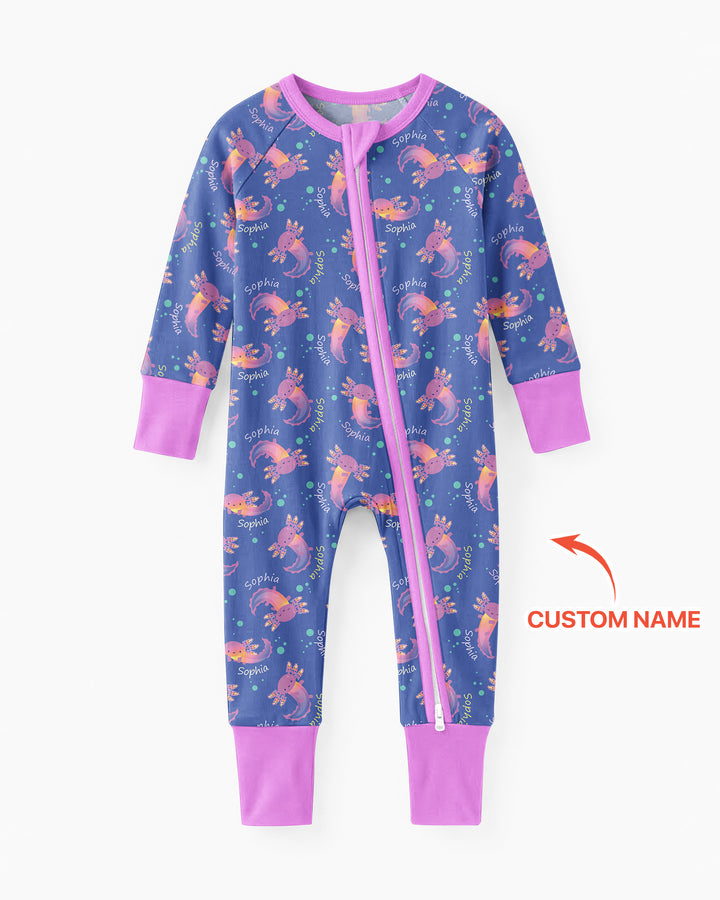Axolotl Glow Custom Name Bamboo Convertible Zippy