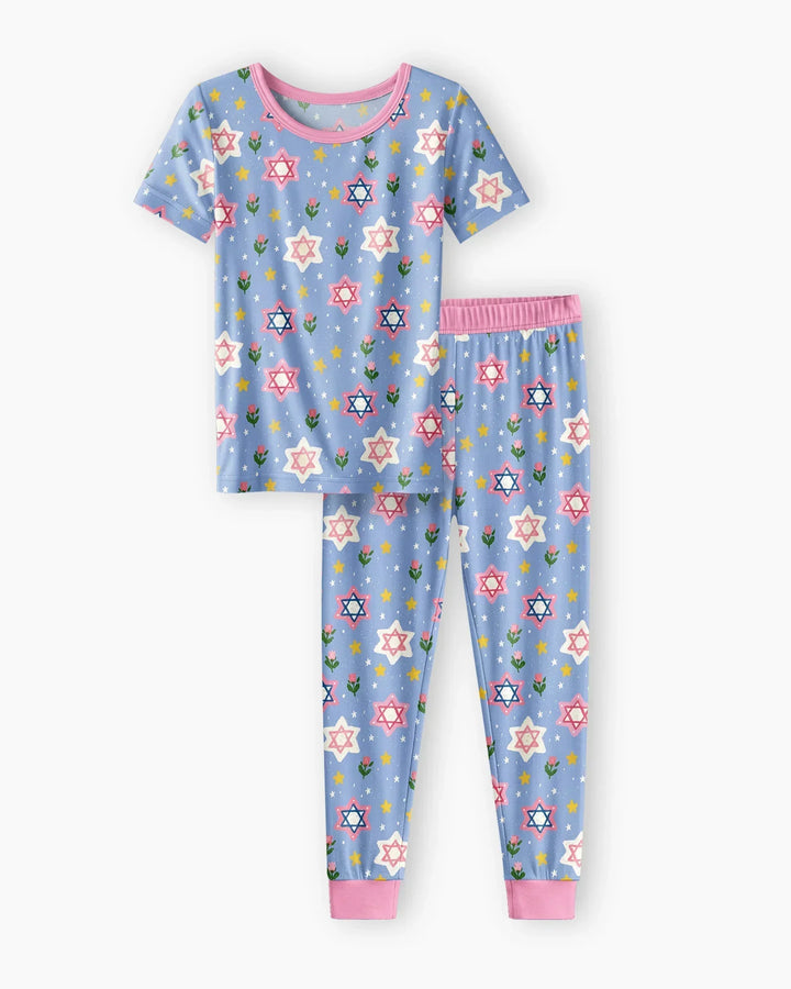 Starry Bloom Blessings Family Matching Bamboo Two Piece Short Sleeve Pajama Set