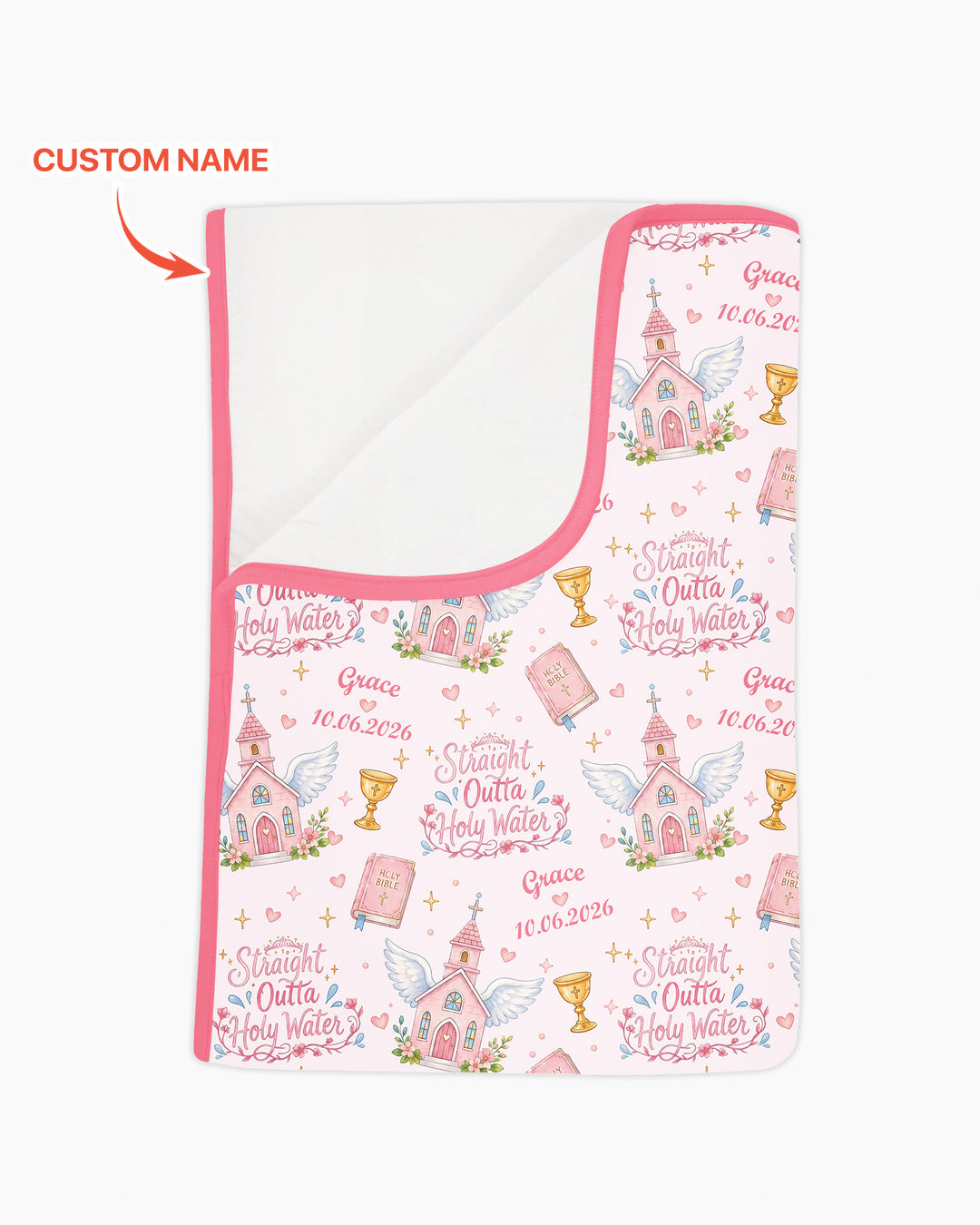 Custom Name Baptism Christening Straight Outta Holy Water Bamboo Blanket