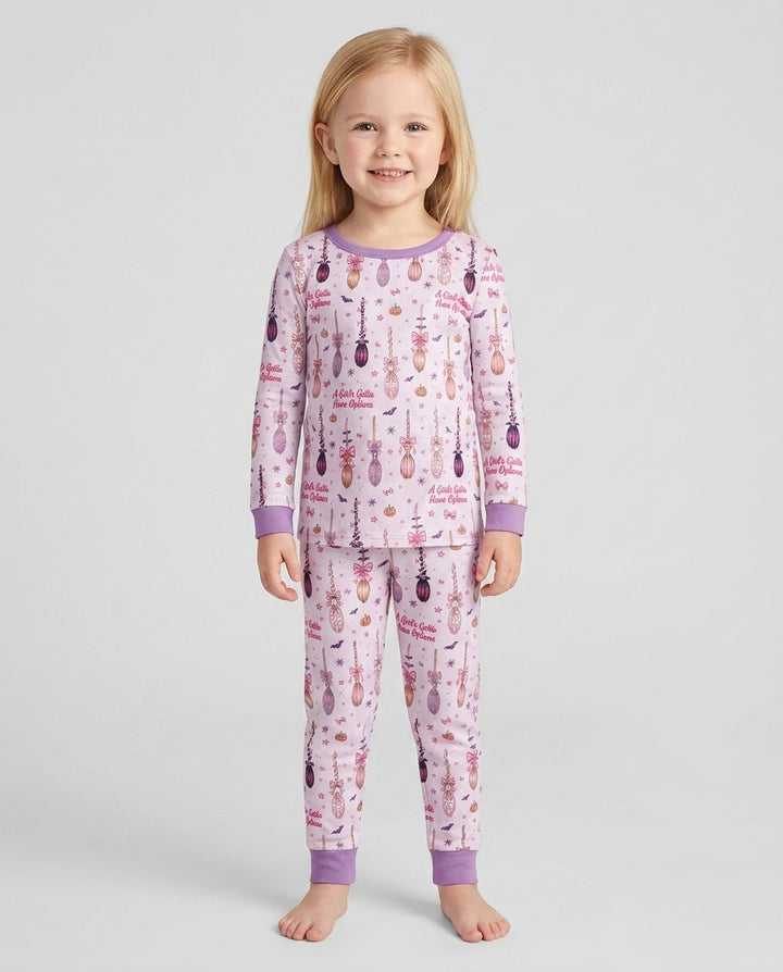 A Girl's Gotta Have Options Witch Brooms Bamboo Two Piece Long Sleeve Pajama Set