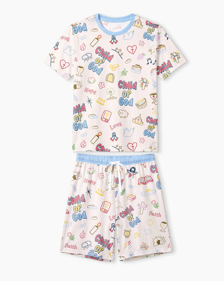 A Child Of God Family Matching Bamboo Men Short Sleeve Short Pajama Set
