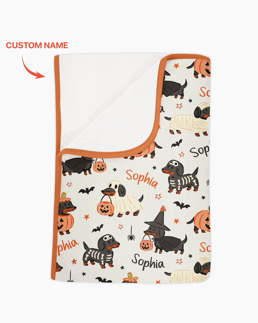 Orange and Black Dachshund Bamboo Blanket