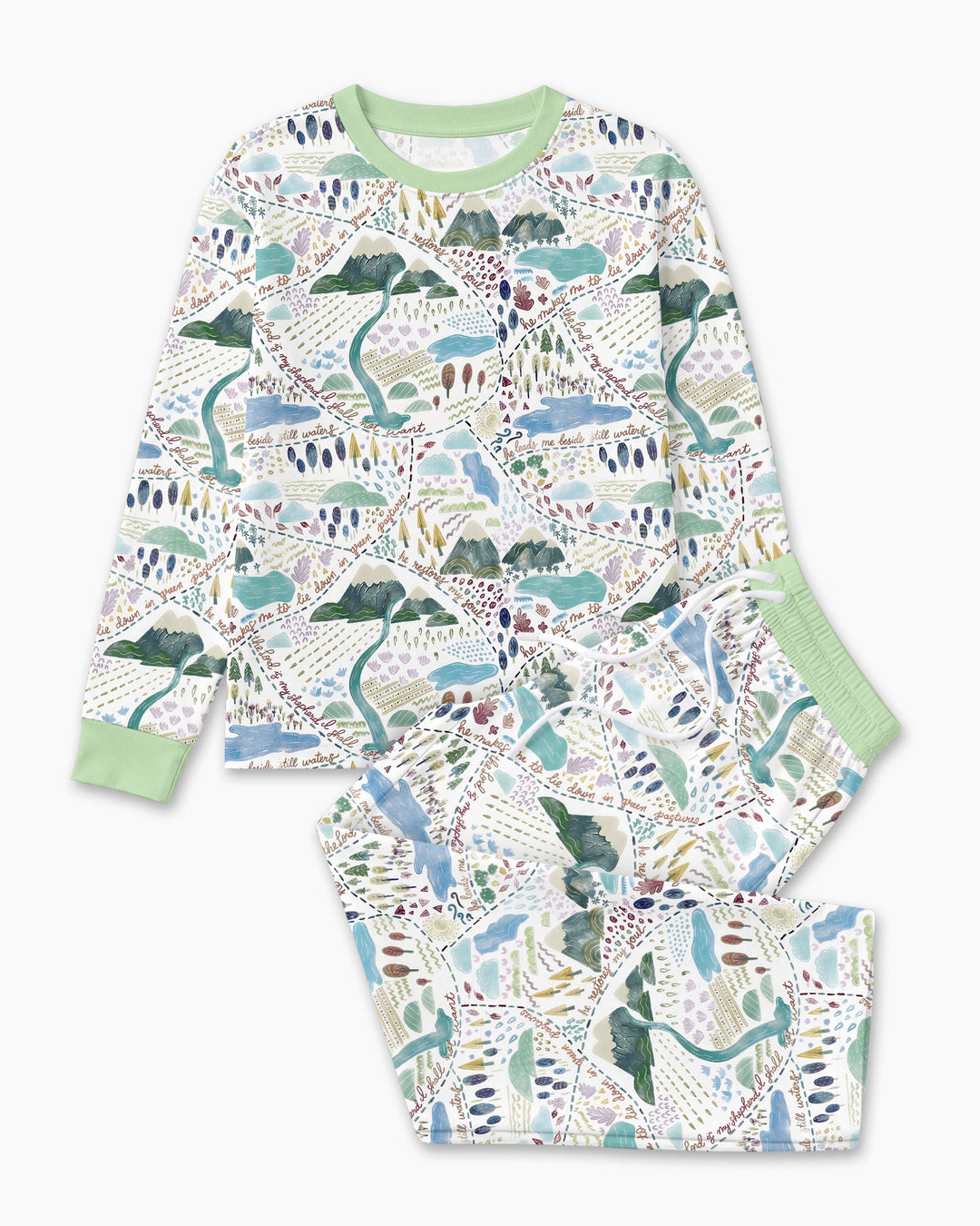 Whimsical Psalms 23 Map Bamboo Men's Pajama Set