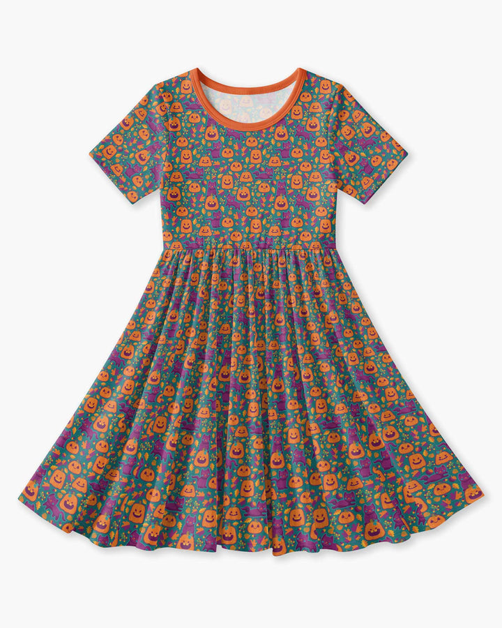 Cats and Pumpkins Bamboo Twirl Dress
