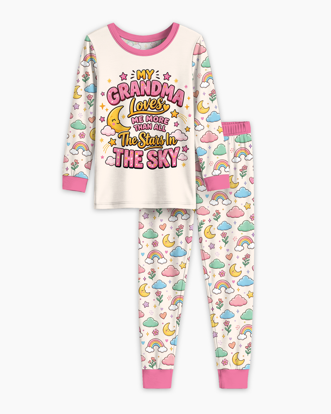 My Grandma Loves Me More Than All The Stars Bamboo Two Piece Long Sleeve Pajama Set
