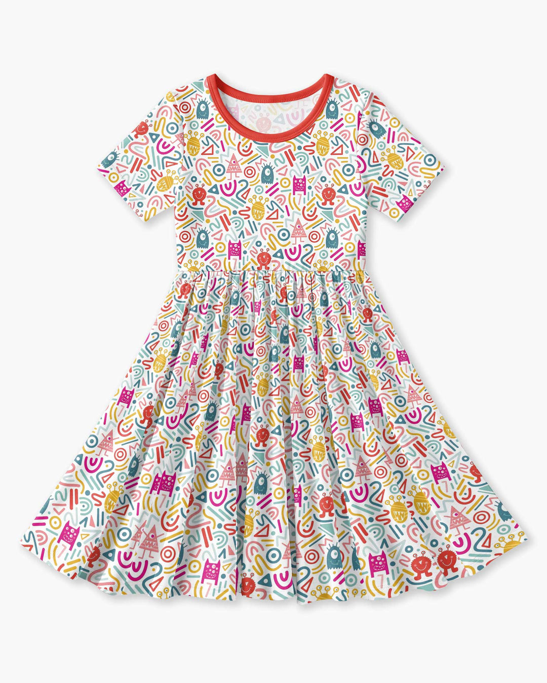 Rainbow Monster Party Bamboo Twirl Dress