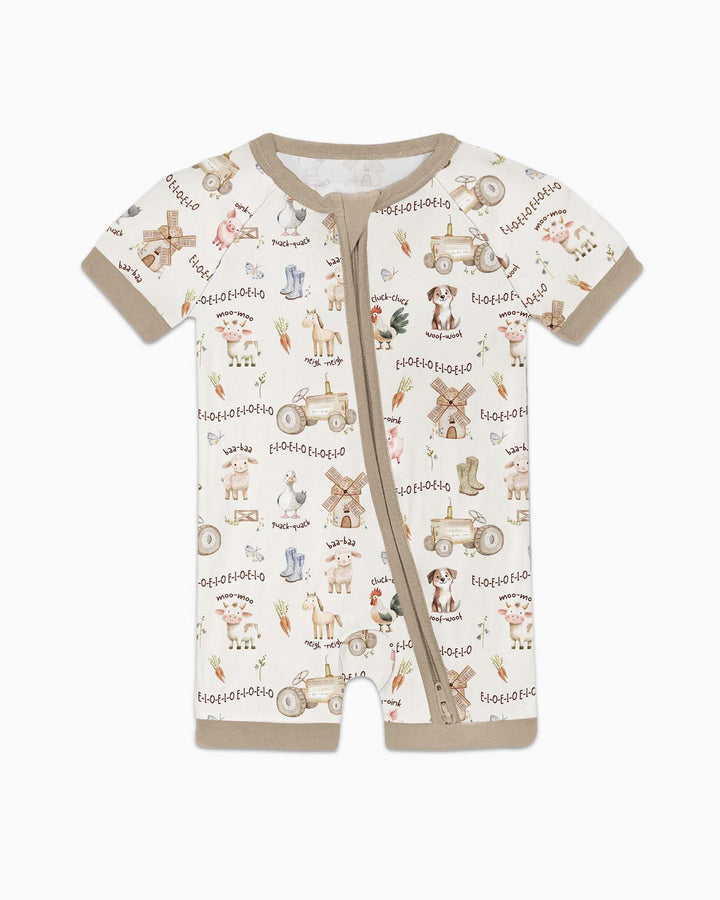 Old McDonald Farm Family Matching Bamboo Shorty Zippy