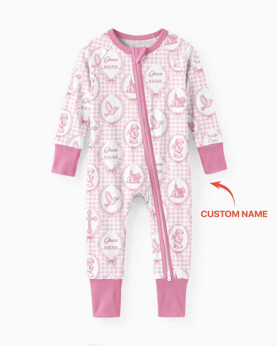 Custom Name Baptism Straight Outta Holy Water Bamboo Convertible Zippy