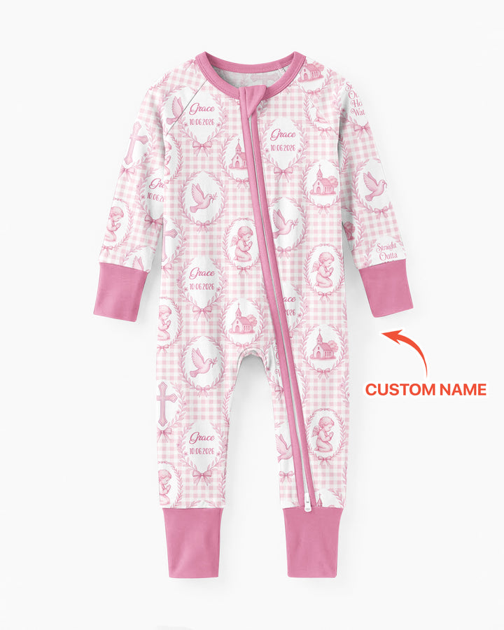 Custom Name Baptism Straight Outta Holy Water Bamboo Convertible Zippy