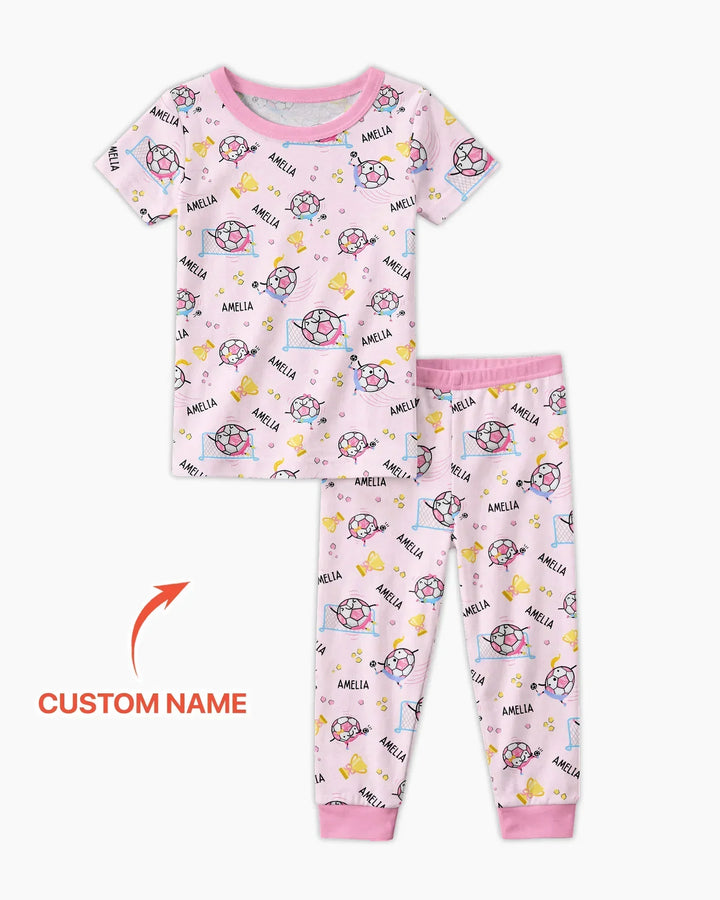 Custom Name Soccer Dad Team Matching Bamboo Two Piece Short Sleeve Pajama Set