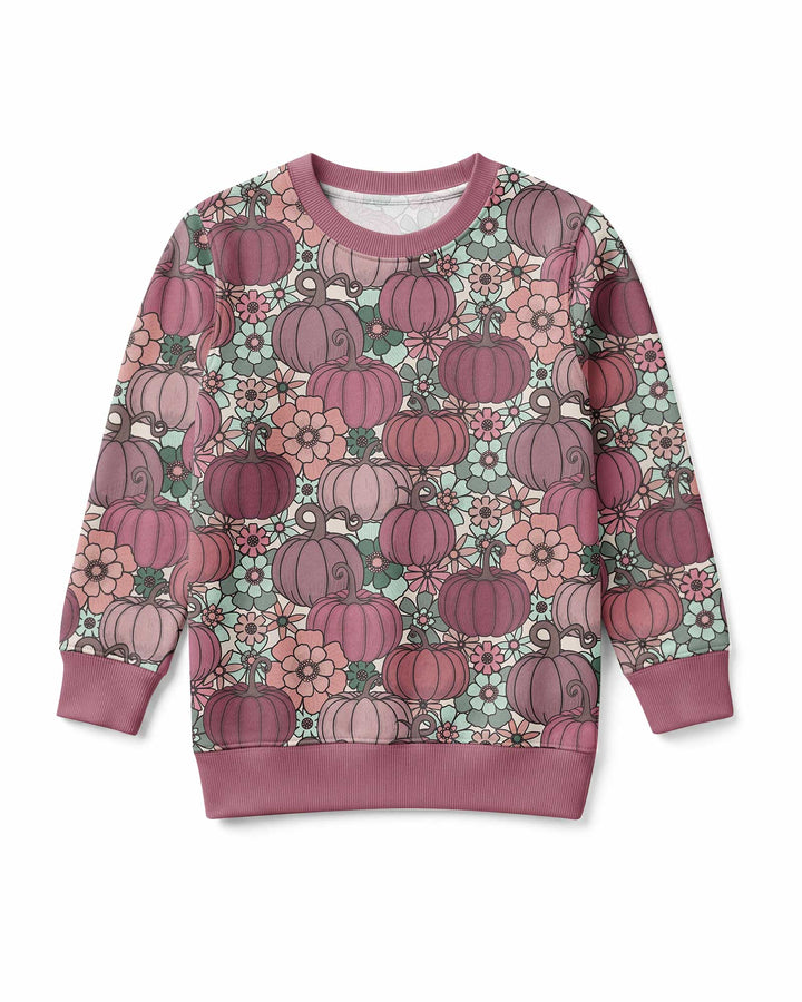 Retro Floral Pumpkin Patch Bamboo Crewneck Sweatshirt